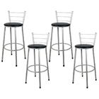 Jogo 4 Banquetas Altas Prata Preto