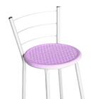 Jogo 4 Banquetas Altas Ratan Branca Retro Lilás
