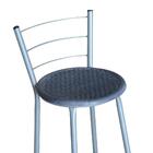 Jogo 4 Banquetas Altas Ratan Cinza Retro Azul