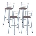 Jogo 4 Banquetas Altas Ratan Cinza Retro Cinza Claro