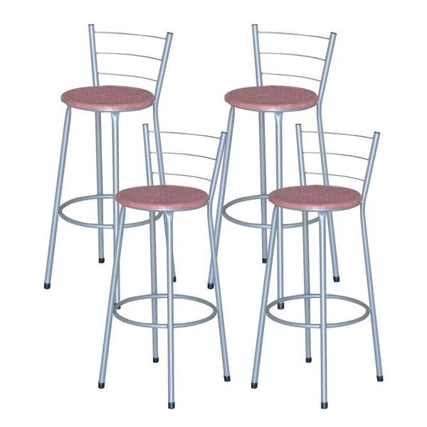 Jogo 4 Banquetas Altas Ratan Cinza Retro Terracota