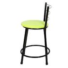 Jogo 4 Banquetas Baixa Para Cozinha Preta Assento Verde