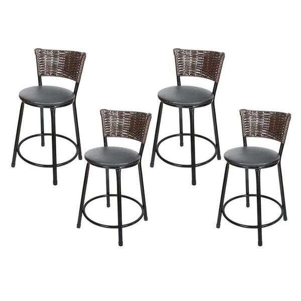 Jogo 4 Banquetas Baixas Para Cozinha Hawai Café Preto