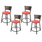 Jogo 4 Banquetas Baixas Para Cozinha Hawai Café Vermelho