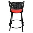 Jogo 4 Banquetas Baixas Para Cozinha Hawai Preto Vermelho