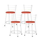 Jogo 4 Banquetas Baixas Ratan Branca Retro Cinza Claro