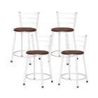 Jogo 4 Banquetas Baixas Ratan Branca Retro Cinza Claro