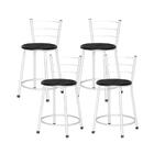 Jogo 4 Banquetas Baixas Ratan Branca Retro Cinza Claro