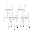 Jogo 4 Banquetas Baixas Ratan Branca Retro Laca Branca