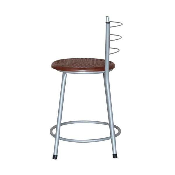 Jogo 4 Banquetas Baixas Ratan Cinza Retro Marrom