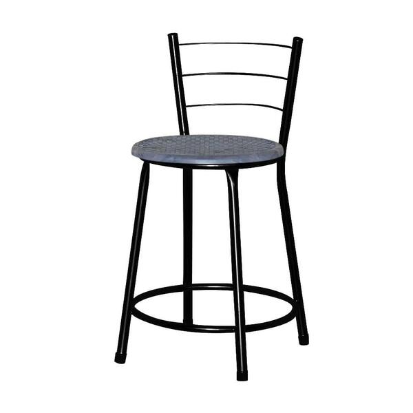 Jogo 4 Banquetas Baixas Ratan Preta Cristal Azul