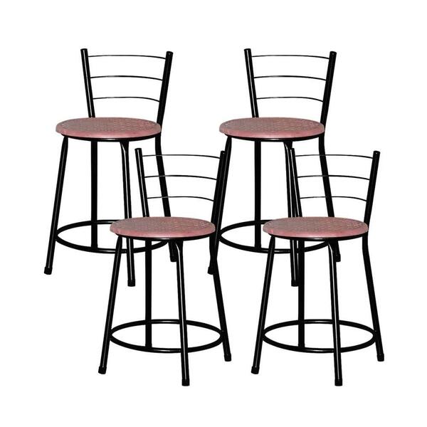 Jogo 4 Banquetas Baixas Ratan Preta Cristal Terracota