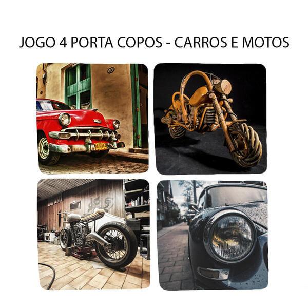 Jogo 4 Bolacha De Chopp Personalizado Carro Moto Antiga Quadr