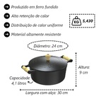 Jogo 4 Caçarolas E Tampa Ferro Alça Madeira 24 26 28 E 30cm