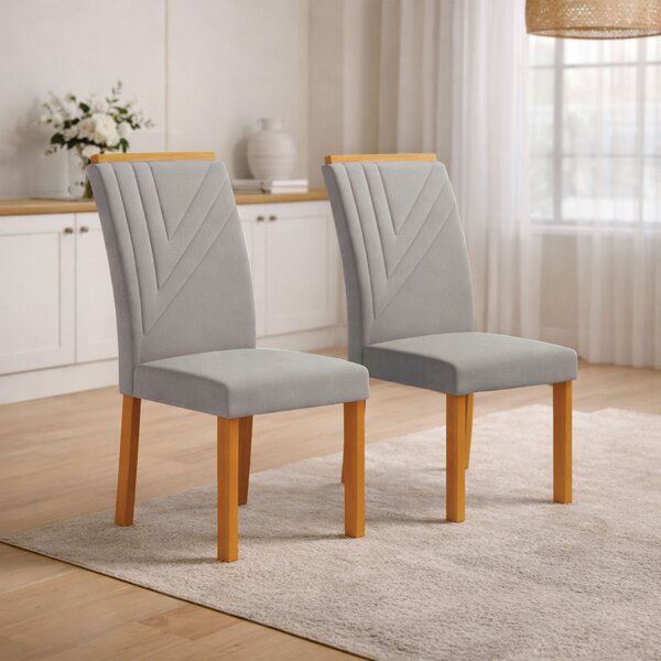 Jogo 4 Cadeiras De Jantar Miami Estofadas Em Mdf Freijó E Pra