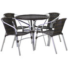 Jogo 4 Cadeiras Floripa E Mesa Com Tampo Tramado Em Alumínio