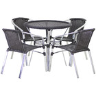 Jogo 4 Cadeiras Floripa E Mesa Com Tampo Tramado Em Alumínio