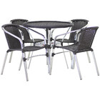 Jogo 4 Cadeiras Floripa E Mesa Com Tampo Tramado Em Alumínio
