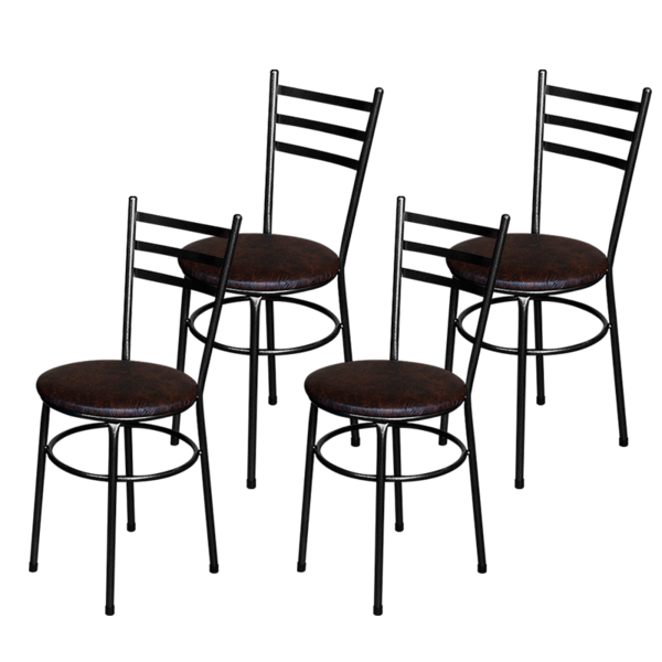 Jogo 4 Cadeiras Para Cozinha Epoxi Craqueada Assento Estofado