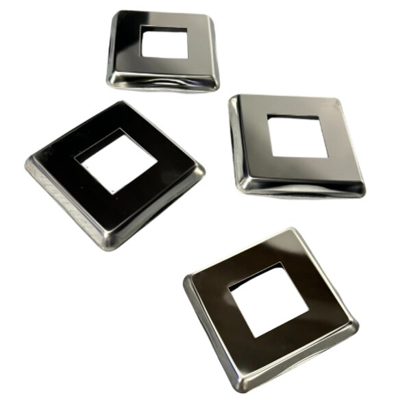 Jogo 4 Canoplas Quadrada Estampada 40x40mm Inox 304 Polido