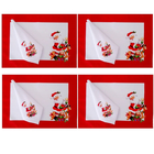 Jogo 4 Lugares Americanos + Guardanapo Papai Noel Mesa Posta