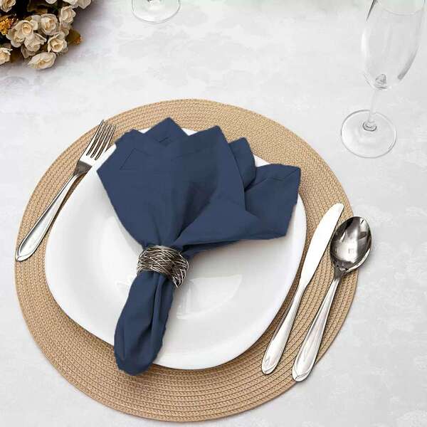 Jogo 4 Pçs Guardanapo De Boca 200 Fios Marinho Kacyumara