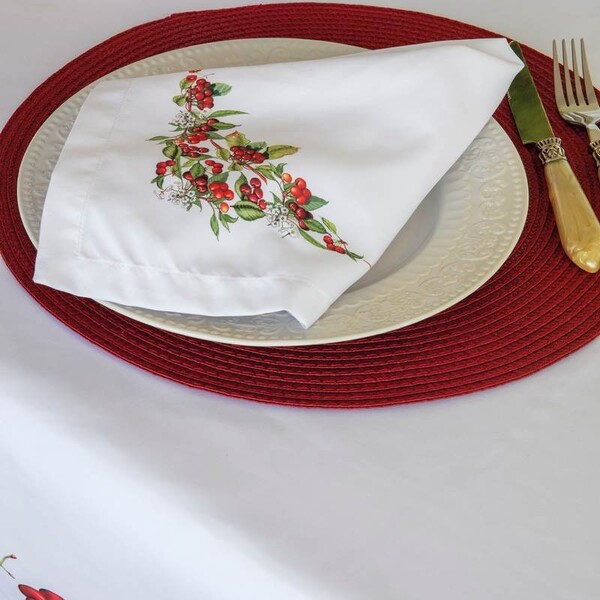 Jogo 4 Pçs Guardanapo De Boca Linha K Cerejas Kacyumara