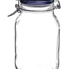 Jogo 4 Potes De Vidro Italiano Fido Hermético Tampa Azul 2x20