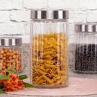 Jogo 4 Potes Redondos De Vidro Com Tampas Em Aço Inox 870ml S