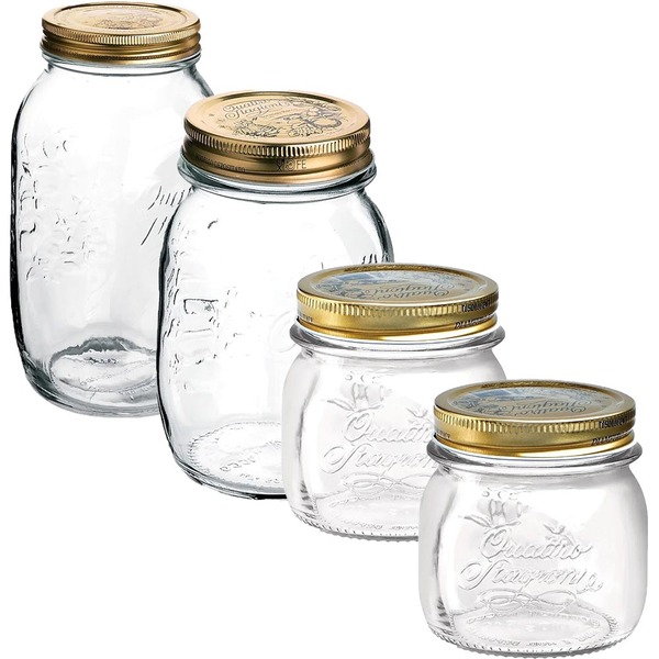 Jogo 4 Potes Vidro Bormioli Rocco Quattro Stagioni 1500ml / 1