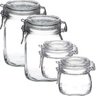 Jogo 4 Potes Vidro Italiano Bormioli Rocco Fido Hermético Tam