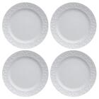 Jogo 4 Pratos Rasos Redondos 26,5cm Em Porcelana Com Relevo T