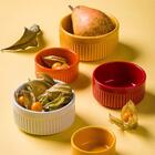 Jogo 4 Ramekins Tigelas Porcelana 130ml Canelado Germer Bran