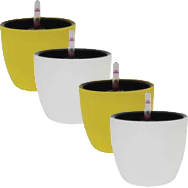 Jogo 4 Vasos Autoirrigável Botanique Redondo 2 Amarelas 2 Bra