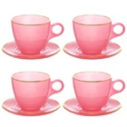 Jogo 4 Xícaras Chá Cristal Rosa Matte 170 Ml - Hauskraft