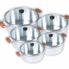 Jogo 5 Peças Panela Polido Alumínio Fundido E Tampa Vidro - C