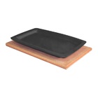 Jogo 5 Tepan 18x28cm Ferro Fundido E 5 Aparador Madeira