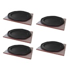 Jogo 5 Tepan 26x16cm Ferro Fundido E 5 Aparador Em Madeira