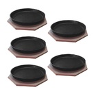 Jogo 5 Tepan Redondo 18 Ferro Fundido E 5 Aparador Madeira