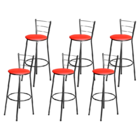Jogo 6 Banqueta Alta Para Cozinha Epoxi Craqueada Assento Est
