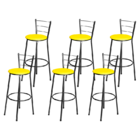 Jogo 6 Banqueta Alta Para Cozinha Epoxi Craqueada Assento Est