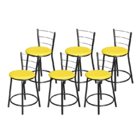Jogo 6 Banqueta Baixa Para Cozinha Epoxi Craqueada Assento Es