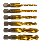 Jogo 6 Brocas Titanium Perfura E Faz Rosca M3/4/5/6/8/10 Mm