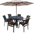 Jogo 6 Cadeiras E Mesa + Ombrelone Para Piscina Jardim