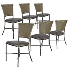 Jogo 6 Cadeiras Gramado Pequi Ratan Junco Em Fibra Sintética