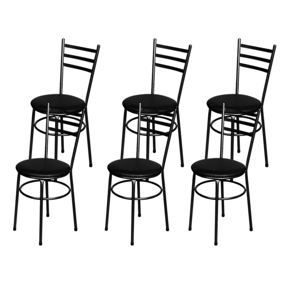 Jogo 6 Cadeiras Para Cozinha Epoxi Craqueada Assento Estofado