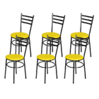 Jogo 6 Cadeiras Para Cozinha Epoxi Craqueada Assento Estofado