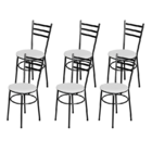 Jogo 6 Cadeiras Para Cozinha Epoxi Craqueada Assento Estofado