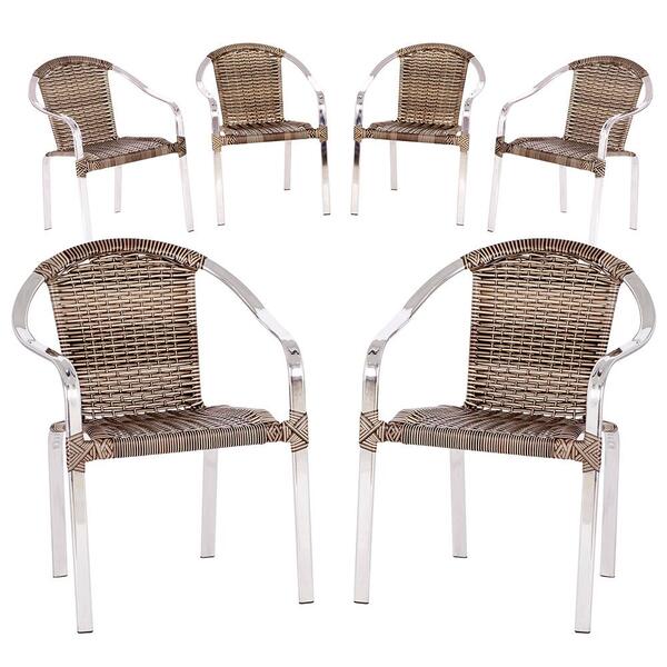 Jogo 6 Cadeiras Toquio De Área Externa, Edícula Em Aluminio E