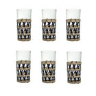 Jogo 6 Copos Altos Com Rattan - Palha Natural E Azul (400ml)